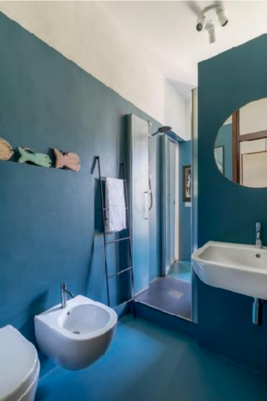 bagno in resina blu