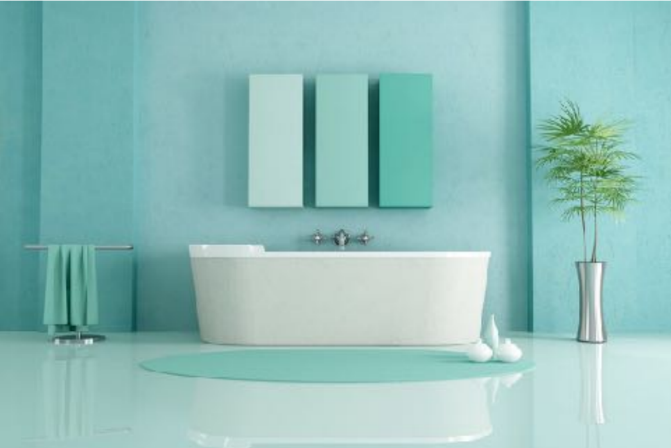 bagno in resina verde acqua